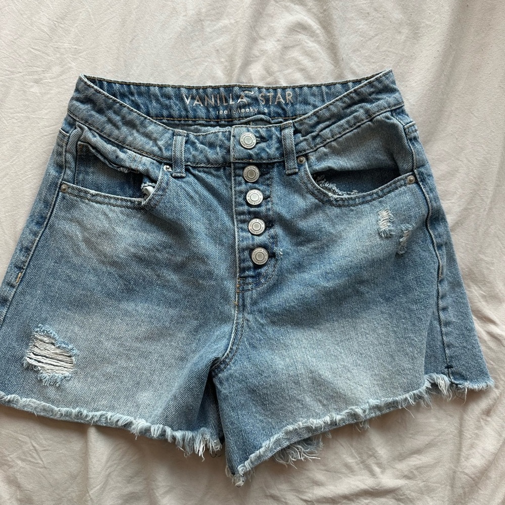 Vanilla Star Light Blue Distressed Jean Shorts